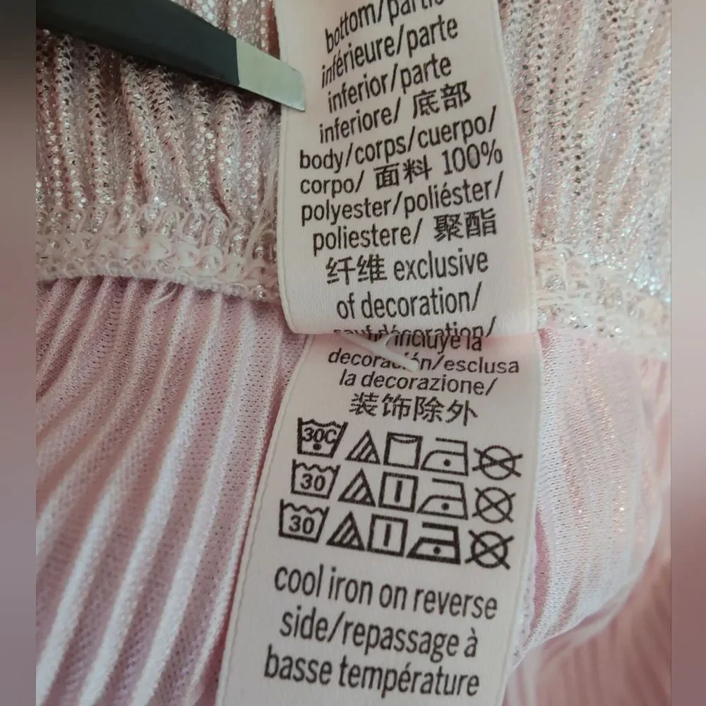 VTG Victoria's Secret Pink Metallic Foil Pleated Plisse Tap Sleep Shorts, Sz S